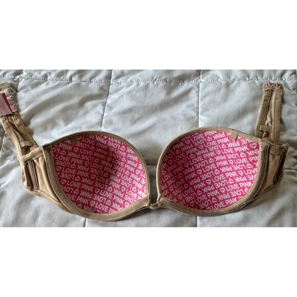 Victoria’s Secret PINK Strapless Bra 34B Nude LOVE PINK Interior Vintage - Picture 6 of 9